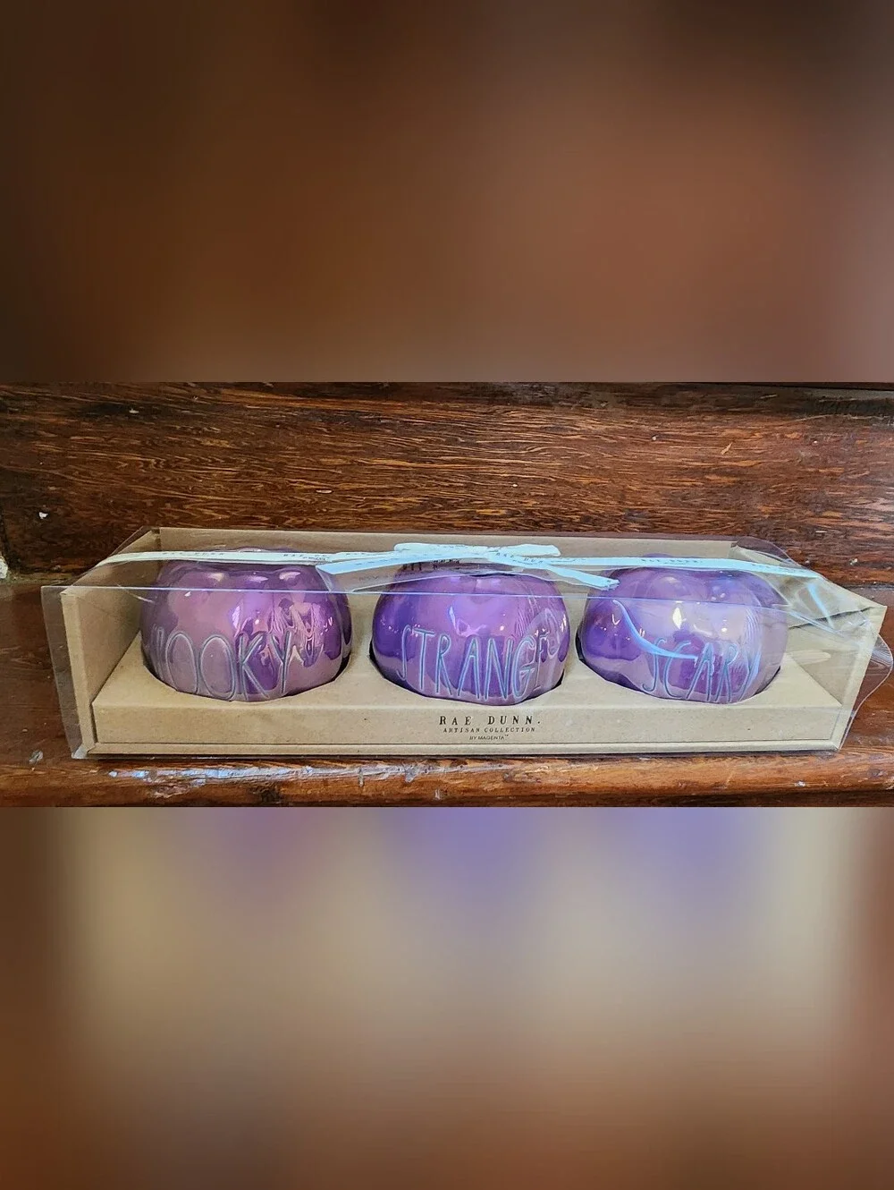 Rae Dunn Purple Ceramic Orb Trio - Glossy Purple Decorative Set